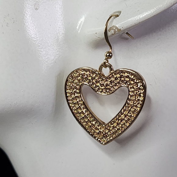 Gold Chain Necklace Large Purple Sequin Heart Pendant Earrings Set New - Picture 7 of 10